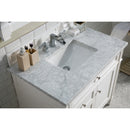 James Martin Brittany 36" Bright White Single Vanity with 3 cm Carrara Marble Top 650-V36-BW-3CAR