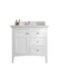 James Martin Palisades 36" Single Vanity Bright White with 3 cm Arctic Fall Solid Surface Top 527-V36-BW-3AF