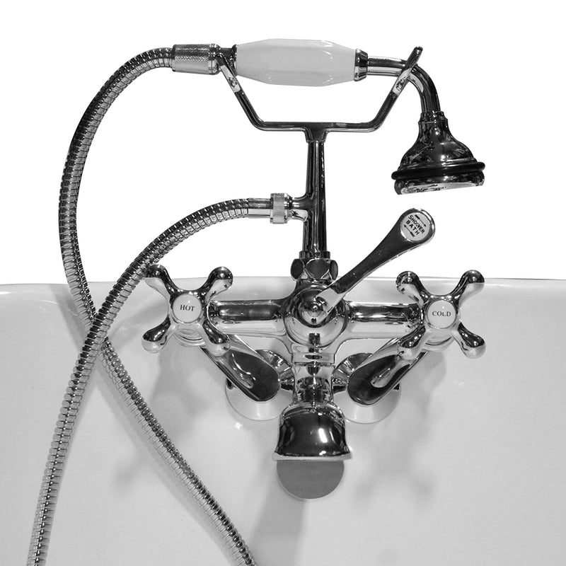 Cambridge Plumbing Clawfoot Tub Wall Mount British Telephone Faucet, Hand Held Shower PC