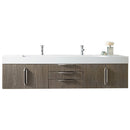 James Martin Mercer Island 72" Double Vanity Ash Gray with Glossy White Composite Top 389-V72D-AGR-A-GW