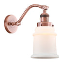 Canton Sconce shown in the Antique Copper finish with a Matte White shade