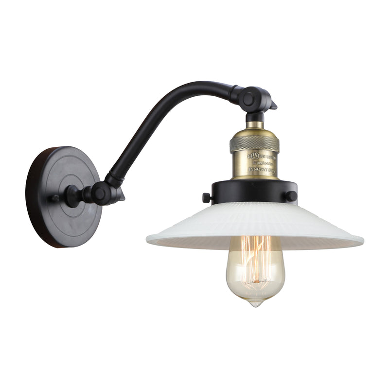 Halophane Sconce shown in the Black Antique Brass finish with a Matte White Halophane shade