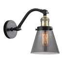 Cone Sconce shown in the Black Antique Brass finish with a Plated Smoke shade