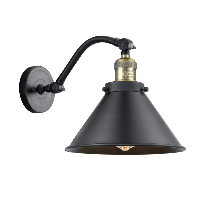 Briarcliff Sconce shown in the Black Antique Brass finish with a Matte Black shade