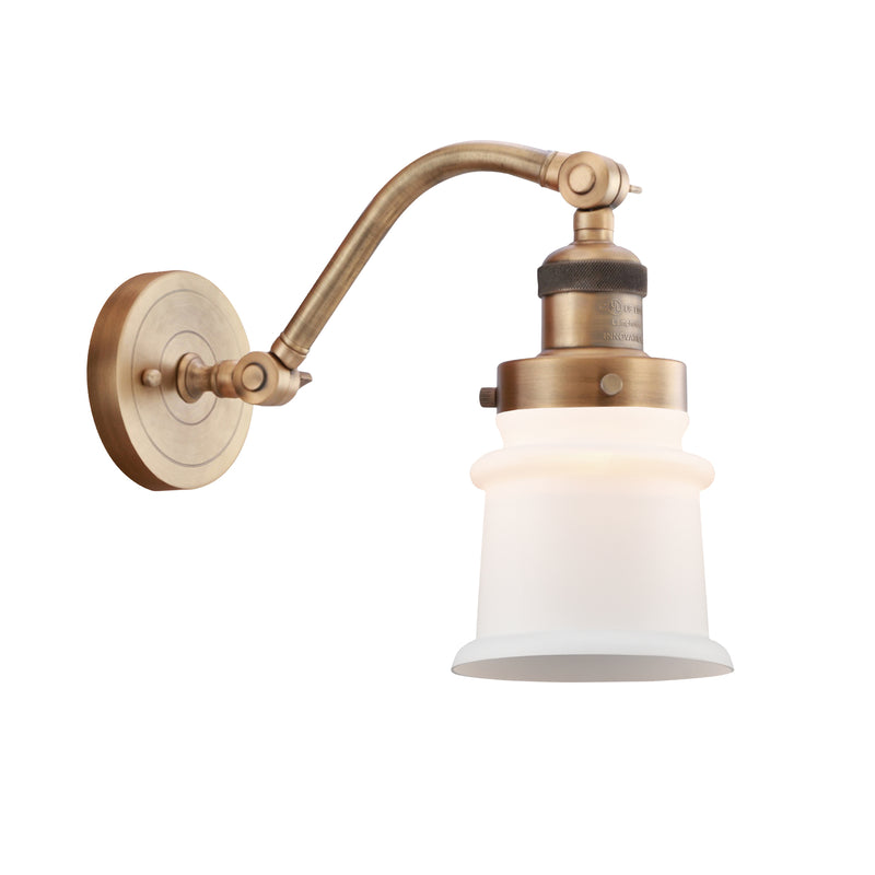 Canton Sconce shown in the Brushed Brass finish with a Matte White shade