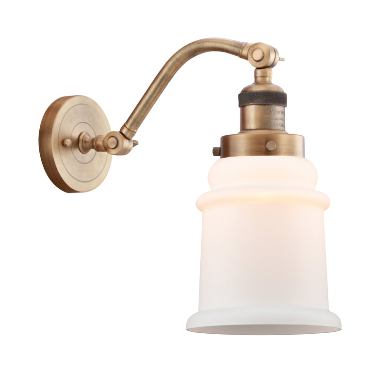 Canton Sconce shown in the Brushed Brass finish with a Matte White shade