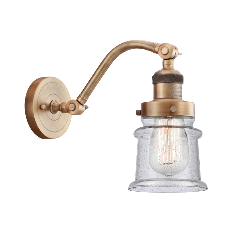 Canton Sconce shown in the Brushed Brass finish with a Seedy shade