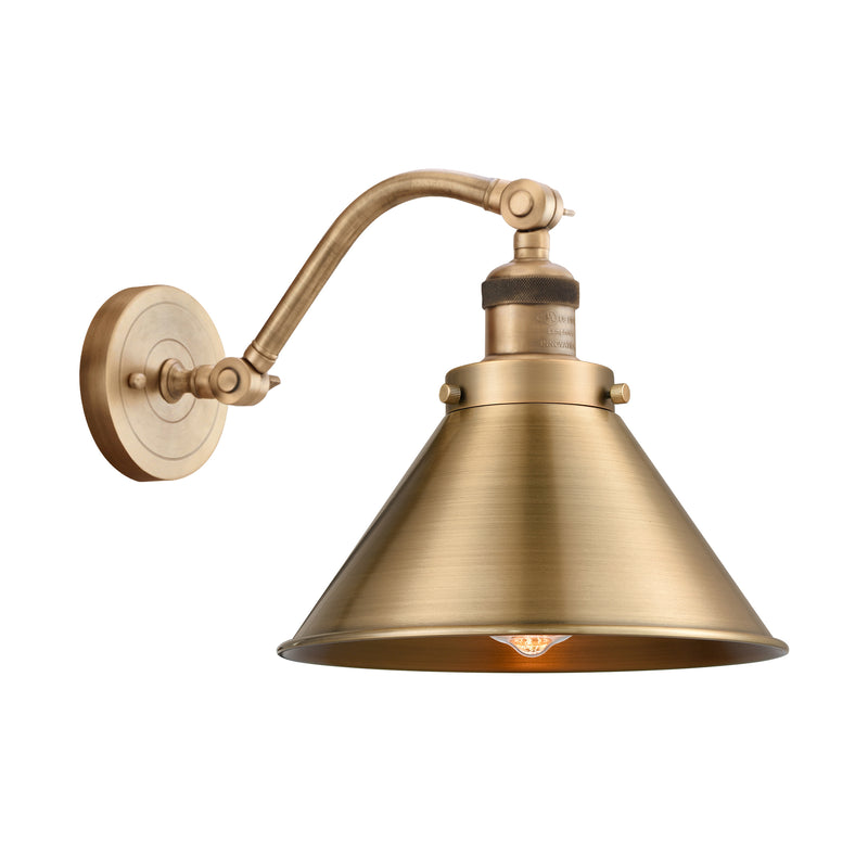 Briarcliff Sconce shown in the Brushed Brass finish with a Brushed Brass shade