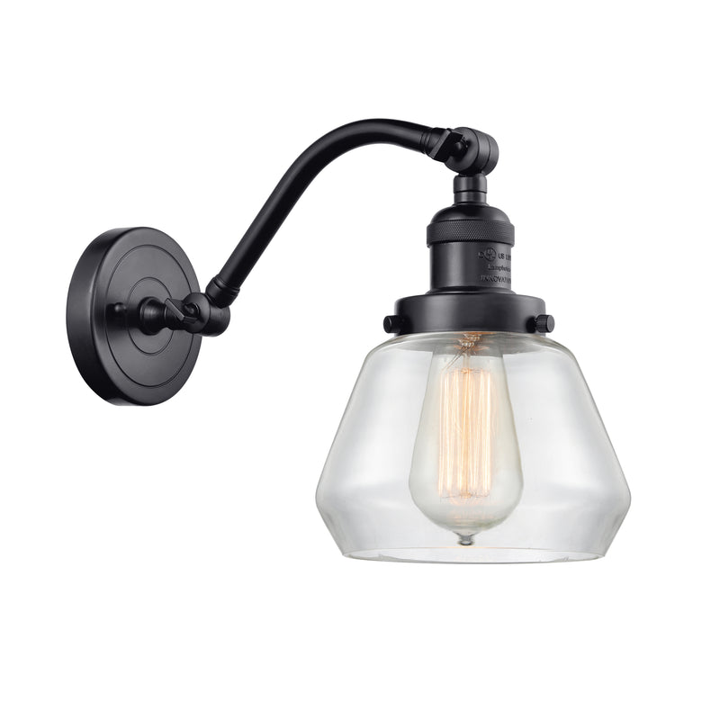 Fulton Sconce shown in the Matte Black finish with a Clear shade