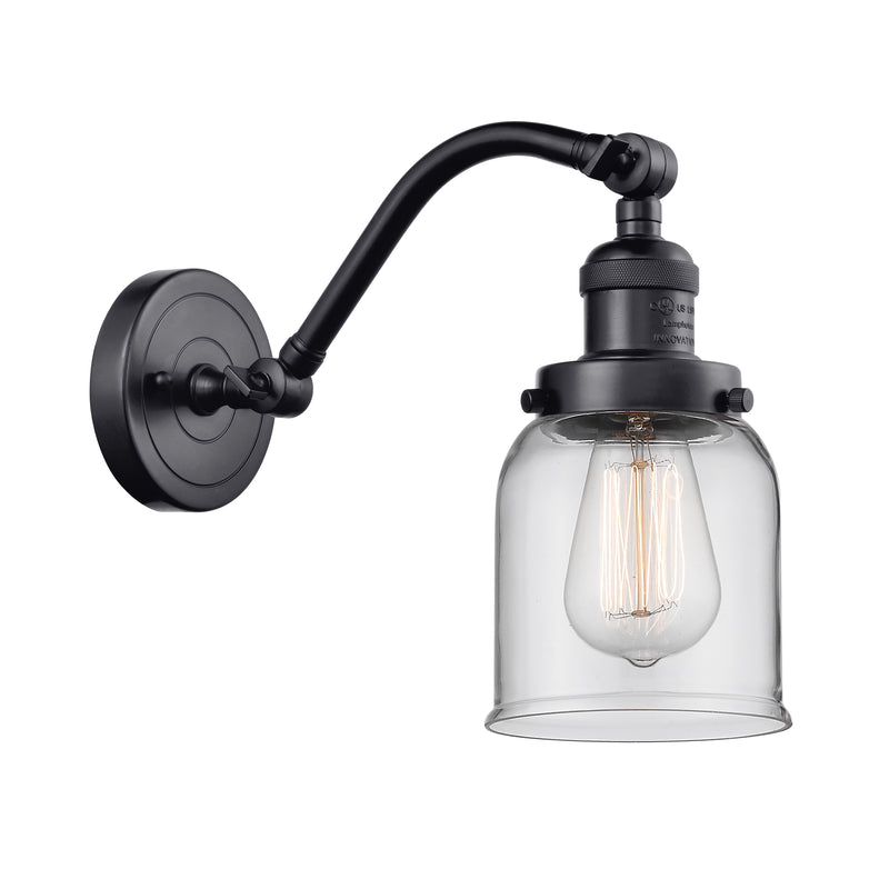 Bell Sconce shown in the Matte Black finish with a Clear shade