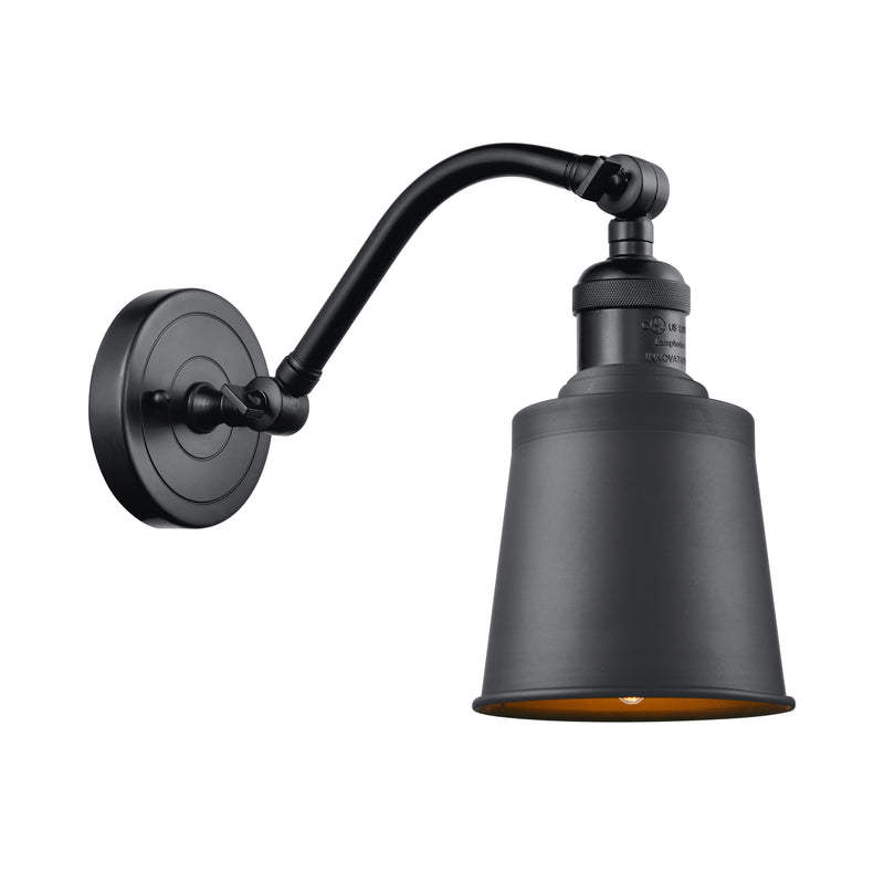 Addison Sconce shown in the Matte Black finish with a Matte Black shade