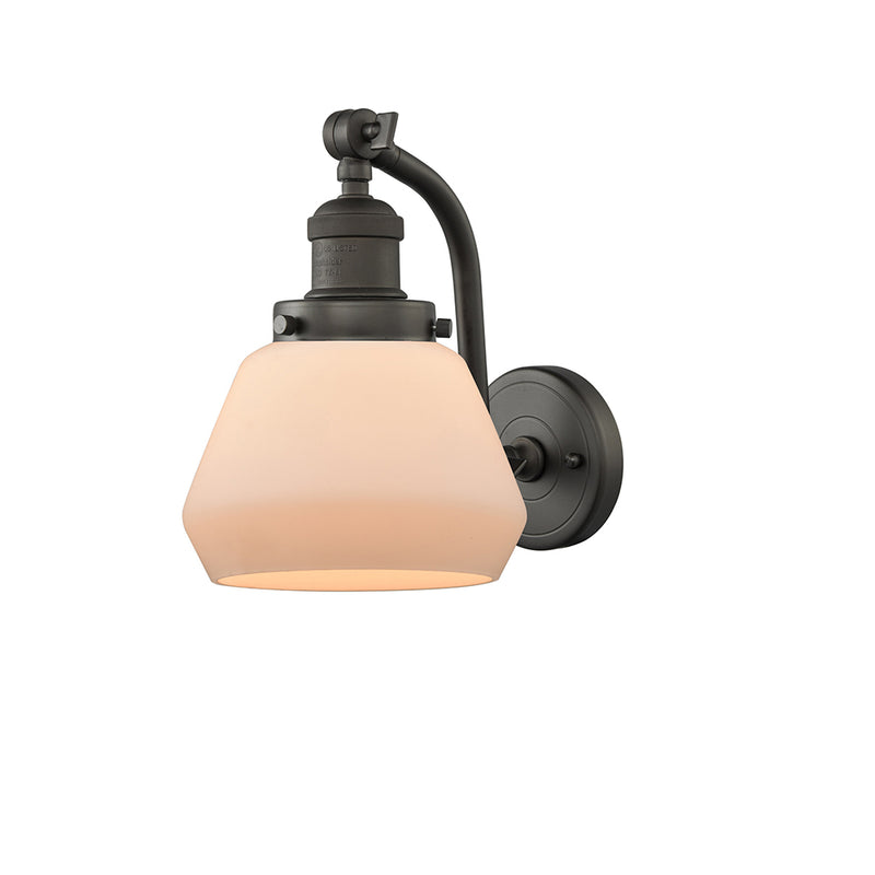 Fulton Sconce shown in the Oil Rubbed Bronze finish with a Matte White shade