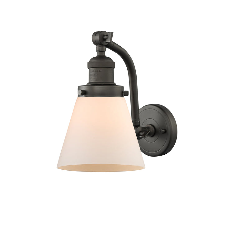 Cone Sconce shown in the Oil Rubbed Bronze finish with a Matte White shade