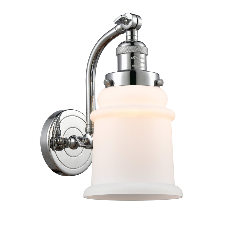 Canton Sconce shown in the Polished Chrome finish with a Matte White shade