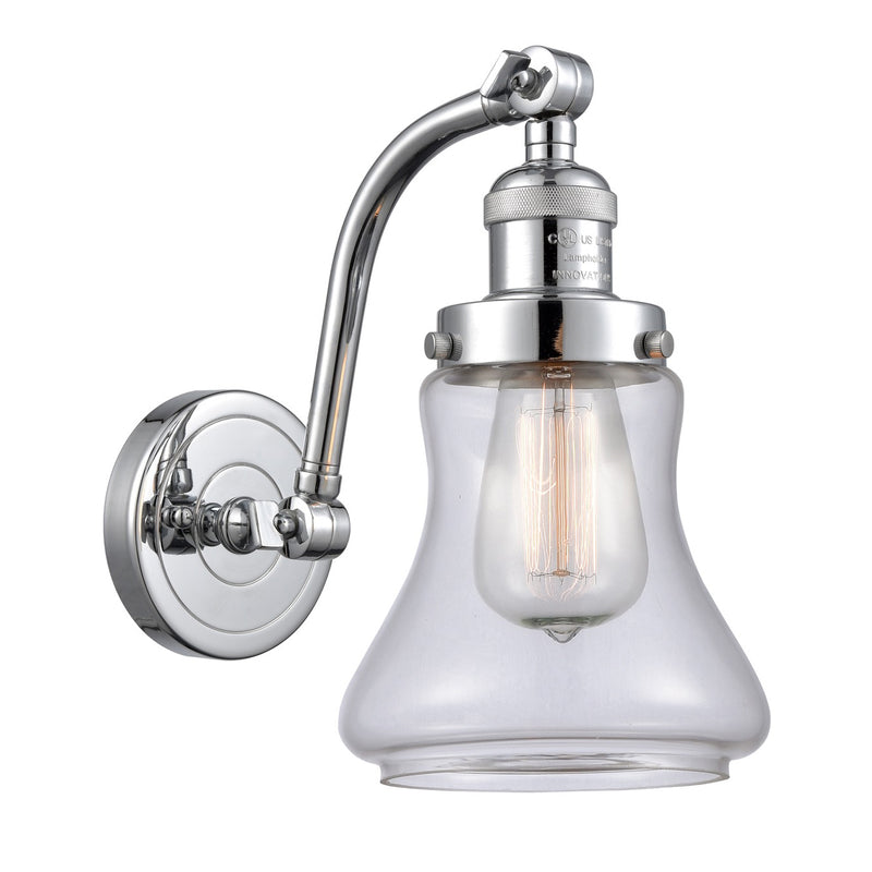 Bellmont Sconce shown in the Polished Chrome finish with a Clear shade