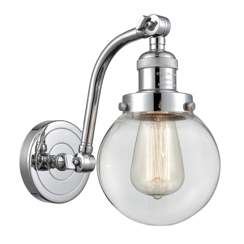 Beacon Sconce shown in the Polished Chrome finish with a Clear shade