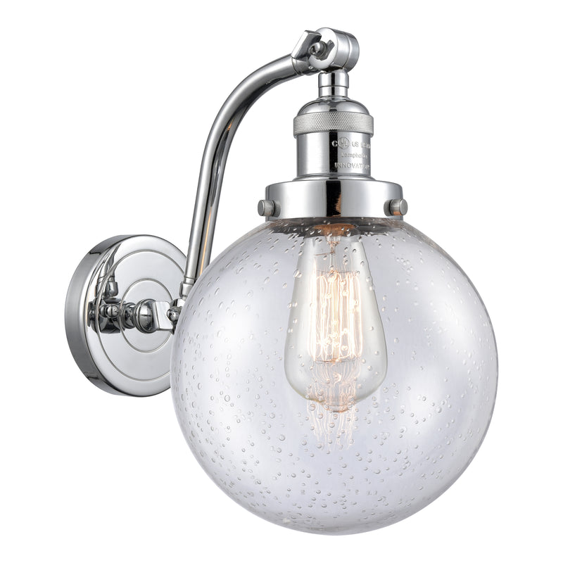 Beacon Sconce shown in the Polished Chrome finish with a Seedy shade