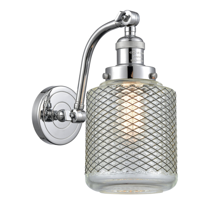 Stanton Sconce shown in the Polished Chrome finish with a Clear Wire Mesh shade