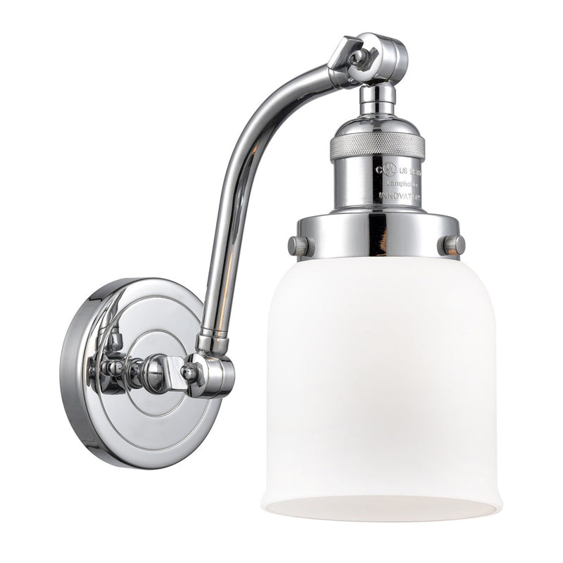 Bell Sconce shown in the Polished Chrome finish with a Matte White shade