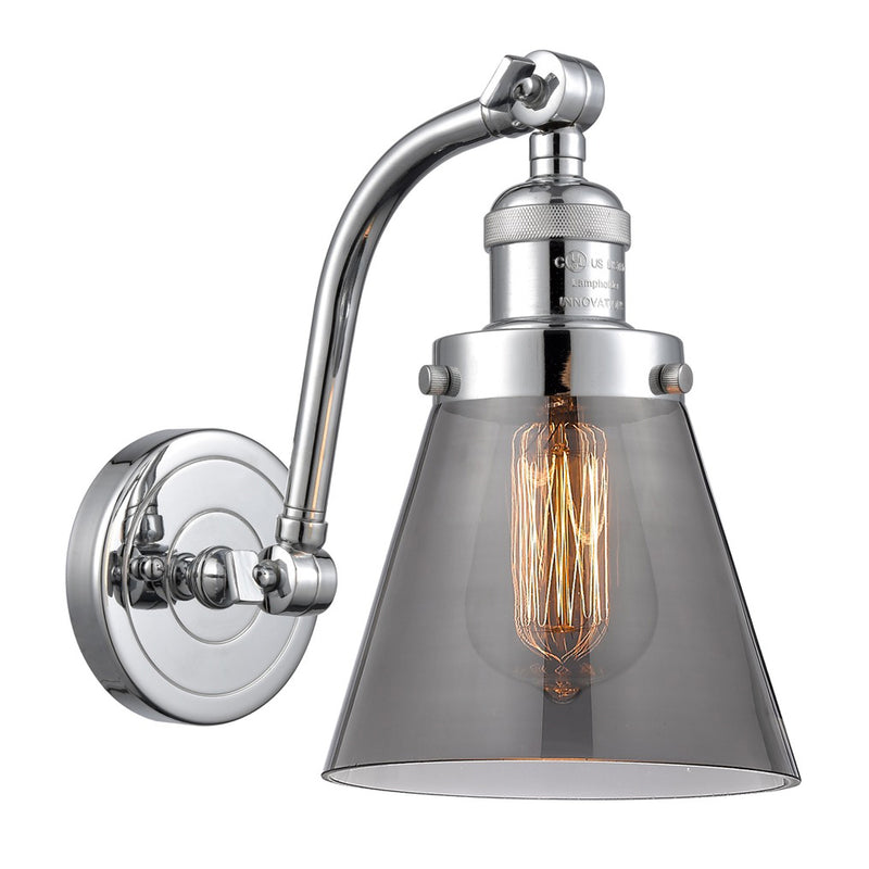 Cone Sconce shown in the Polished Chrome finish with a Plated Smoke shade