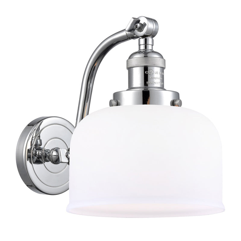 Bell Sconce shown in the Polished Chrome finish with a Matte White shade