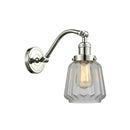 Chatham Sconce shown in the Polished Nickel finish with a Clear shade