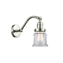 Canton Sconce shown in the Polished Nickel finish with a Clear shade