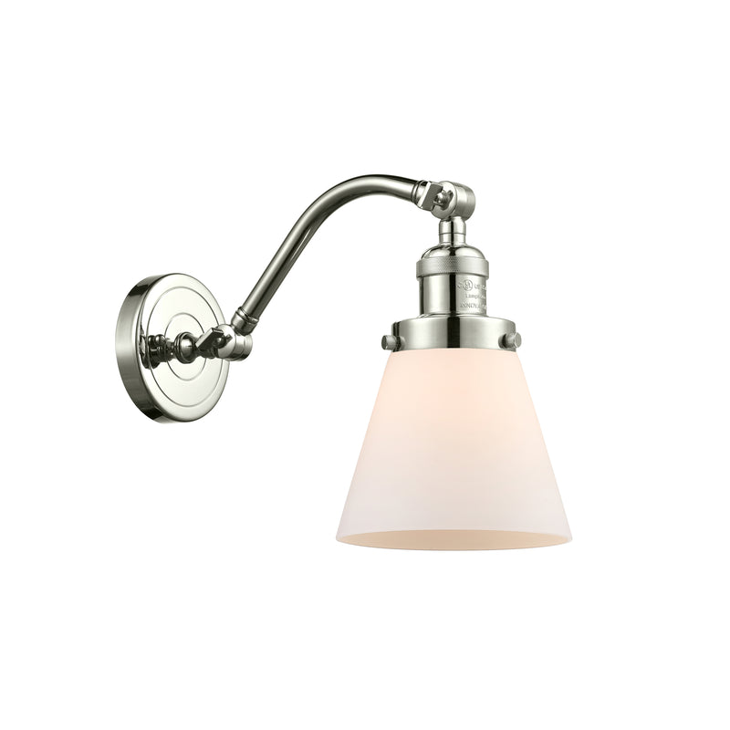 Cone Sconce shown in the Polished Nickel finish with a Matte White shade