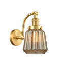 Chatham Sconce shown in the Satin Gold finish with a Mercury shade