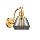 Fulton Sconce shown in the Satin Gold finish with a Plated Smoke shade