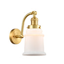 Canton Sconce shown in the Satin Gold finish with a Matte White shade