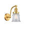 Canton Sconce shown in the Satin Gold finish with a Clear shade