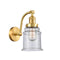 Canton Sconce shown in the Satin Gold finish with a Seedy shade