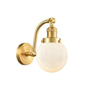 Beacon Sconce shown in the Satin Gold finish with a Matte White shade