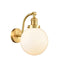 Beacon Sconce shown in the Satin Gold finish with a Matte White shade