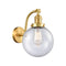 Beacon Sconce shown in the Satin Gold finish with a Seedy shade