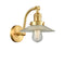 Halophane Sconce shown in the Satin Gold finish with a Clear Halophane shade