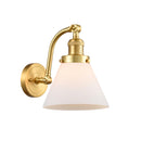 Cone Sconce shown in the Satin Gold finish with a Matte White shade