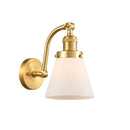 Cone Sconce shown in the Satin Gold finish with a Matte White shade