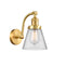 Cone Sconce shown in the Satin Gold finish with a Clear shade