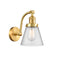 Cone Sconce shown in the Satin Gold finish with a Seedy shade