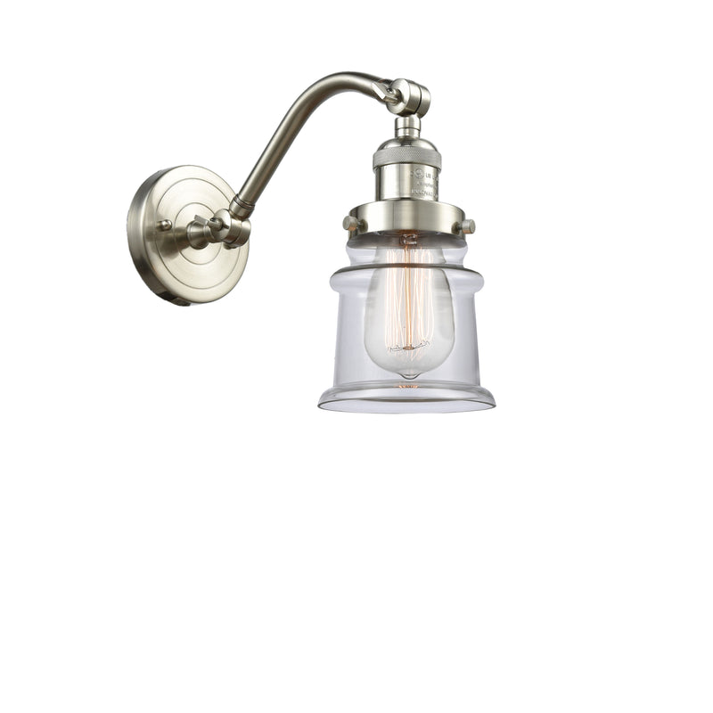 Canton Sconce shown in the Brushed Satin Nickel finish with a Clear shade