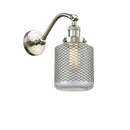 Stanton Sconce shown in the Brushed Satin Nickel finish with a Clear Wire Mesh shade