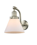 Innovations Lighting Large Cone 1-100 watt 8 inch Brushed Satin Nickel Sconce with Matte White Cased glass and Solid Brass 180 Degree Adjustable Swivels 5151WSNG41