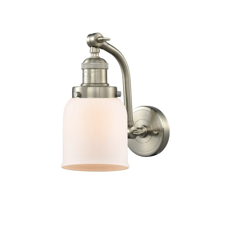 Bell Sconce shown in the Brushed Satin Nickel finish with a Matte White shade