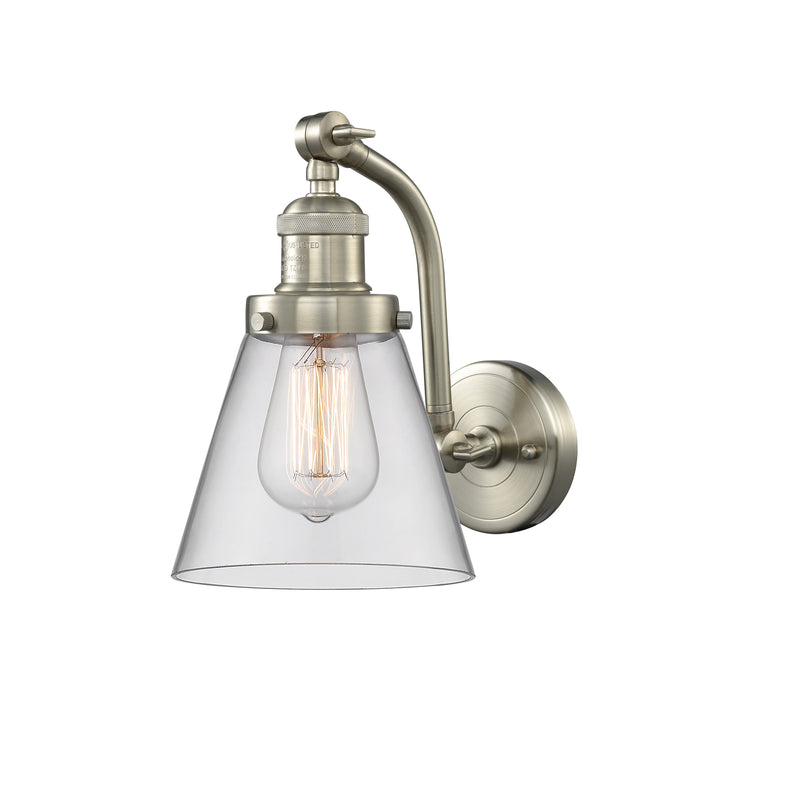 Cone Sconce shown in the Brushed Satin Nickel finish with a Clear shade