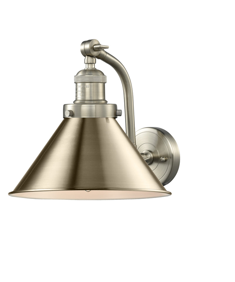 Innovations Lighting Briarcliff 1-100 watt 8 inch Brushed Satin Nickel Sconce with Brushed Satin Nickel Briarcliff shades and Solid Brass 180 Degree Adjustable Swivels 5151WSNM10SN