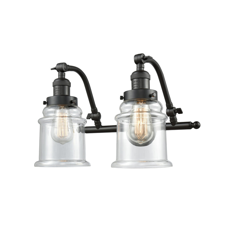 Canton Bath Vanity Light shown in the Oil Rubbed Bronze finish with a Clear shade