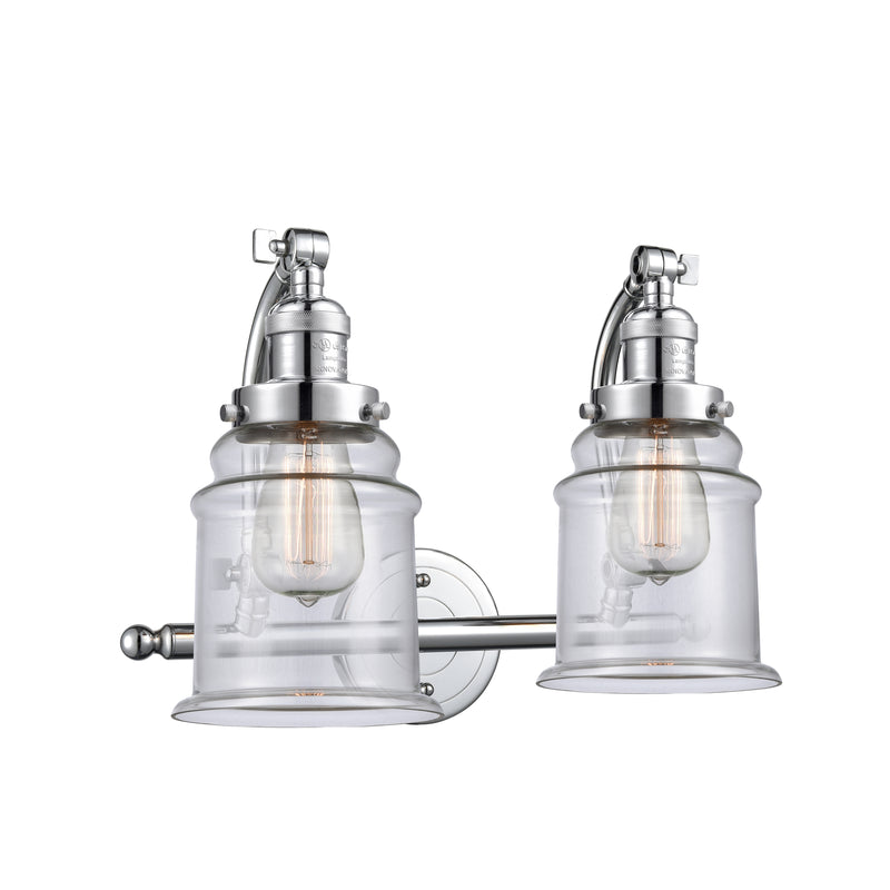 Canton Bath Vanity Light shown in the Polished Chrome finish with a Clear shade