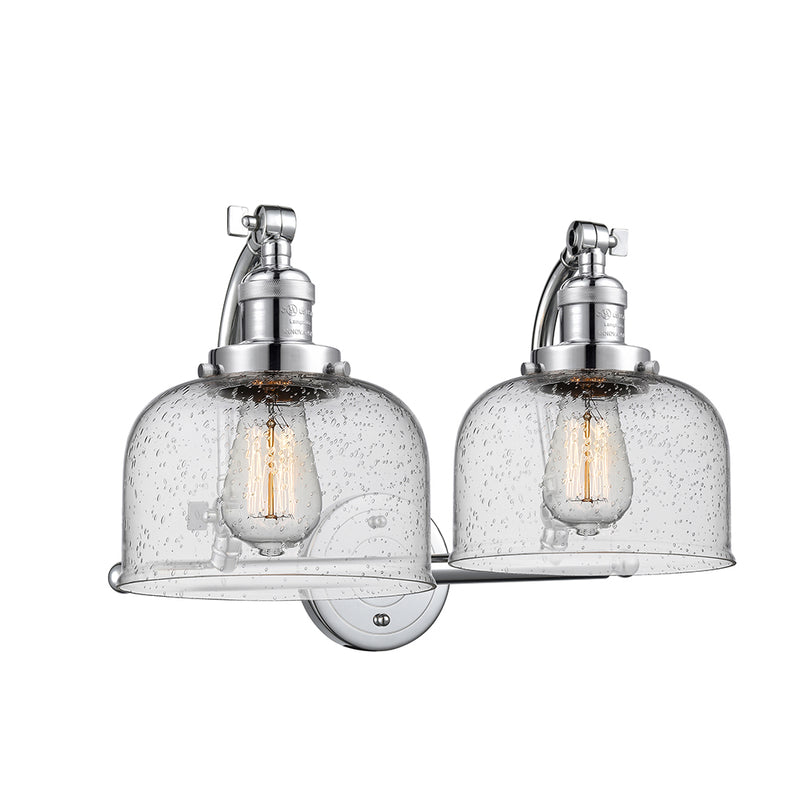 Bell Bath Vanity Light shown in the Polished Chrome finish with a Seedy shade